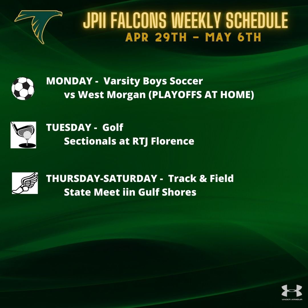 JPII Athletics Weekly Schedule