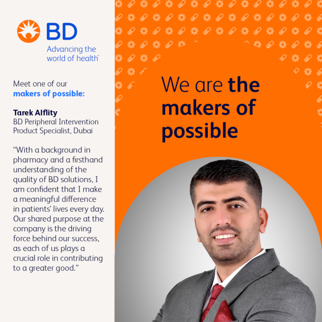 DanielPach91445's tweet image. Tarek began his career as a pharmacist. Now he serves as a BD Peripheral Intervention Product Specialist and has a passion for BD’s Purpose of advancing the world of health. #makersofpossible #JoinBD #BDemployee bit.ly/3UDtpCG