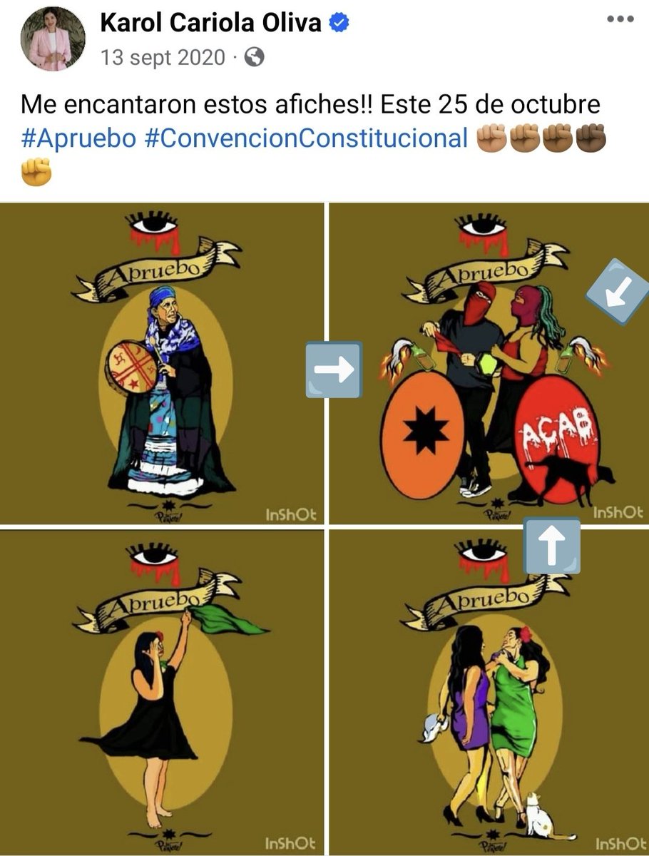 📌 Cuando una diputada escribe que le ENCANTA un afiche con molotovs y con la sigla ACAB, no puede explicarlo ni escudarse en el 'contexto'. No resiste análisis. Escribir 'me encantaron estos afiches' es una apología criminal explícita La publicación está en su Facebook…