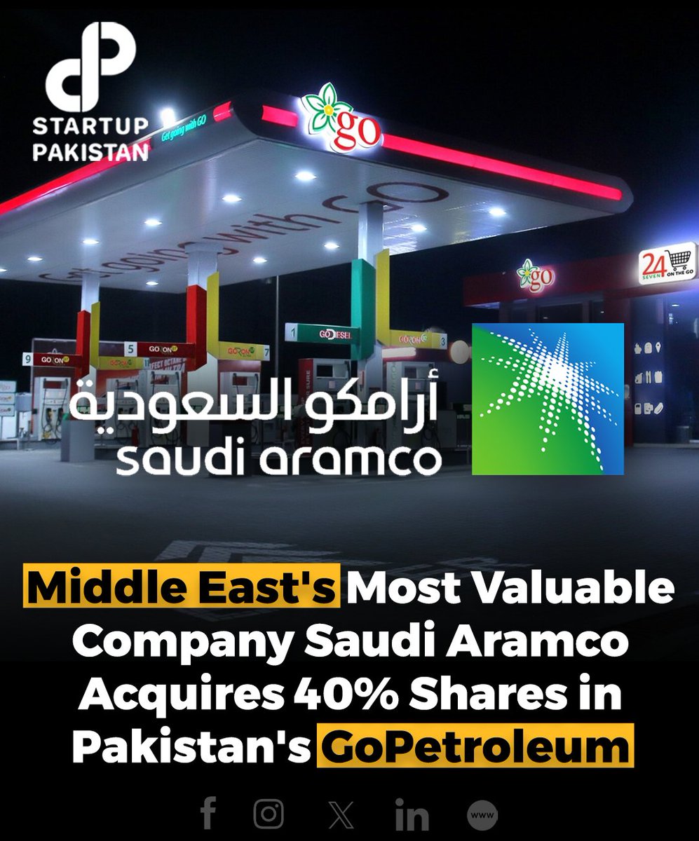 In significant development, Saudi Arabia's Aramco has acquired a 40% stake in GoPetroleum, marking its entry into Pakistan's fuel retail market. 

#Saudiaramco #Pakistan #Investment #Saudiarabia #Shares