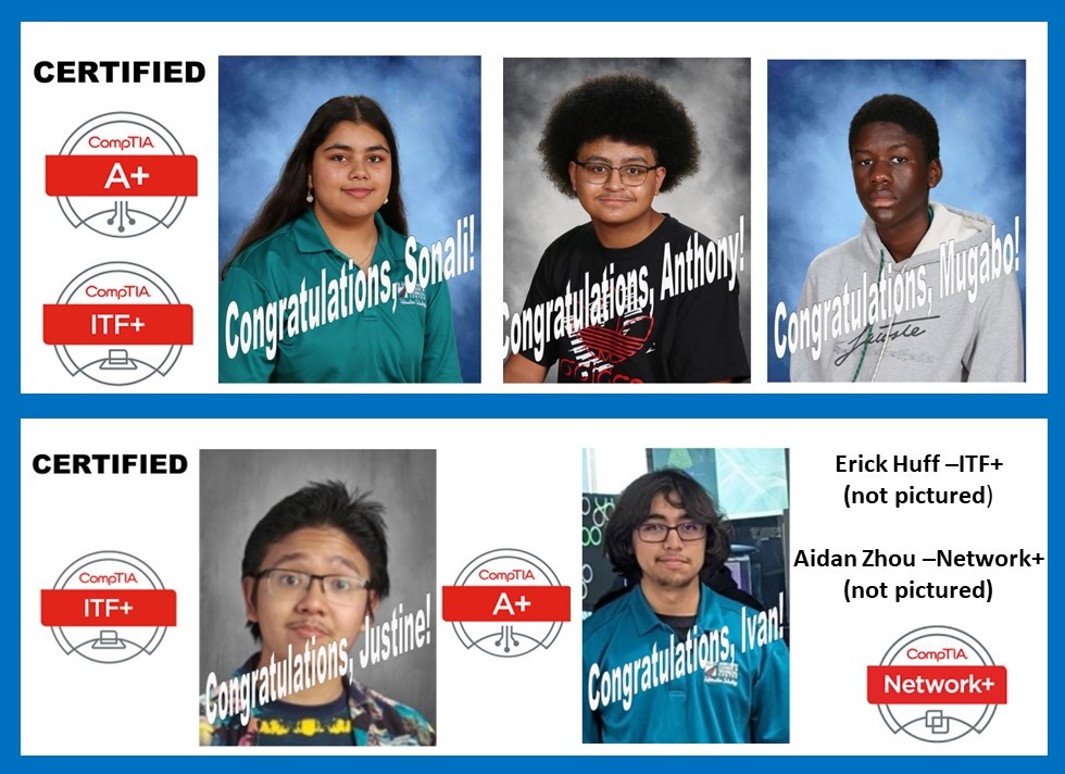 These Info Tech students earned one of the hardest industry certifications to get--CompTIA A+, ITF+, Network+. Congrats, students, and Mr. Meyer and Mr. Farr! @UweMeyer71 @FBISD_CTE @JWErdie @lizg_canchola