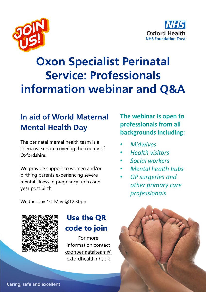 On Wednesday we will be holding a webinar in aid of perinatal mental health awareness week! If you work with families in Oxfordshire do come along to learn more about recognising perinatal mental health and holding these conversations with families! 💜