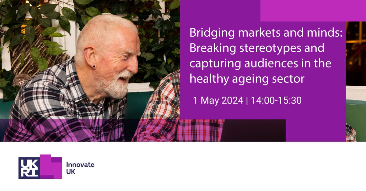 On Wednesday 1st May, we will be chairing a panel discussion on the power of marketing in driving #innovation in #longevity-related products and services for @innovateuk and their #healthyageing challenge.

Book your free space today: bit.ly/3xYXvrz 👈