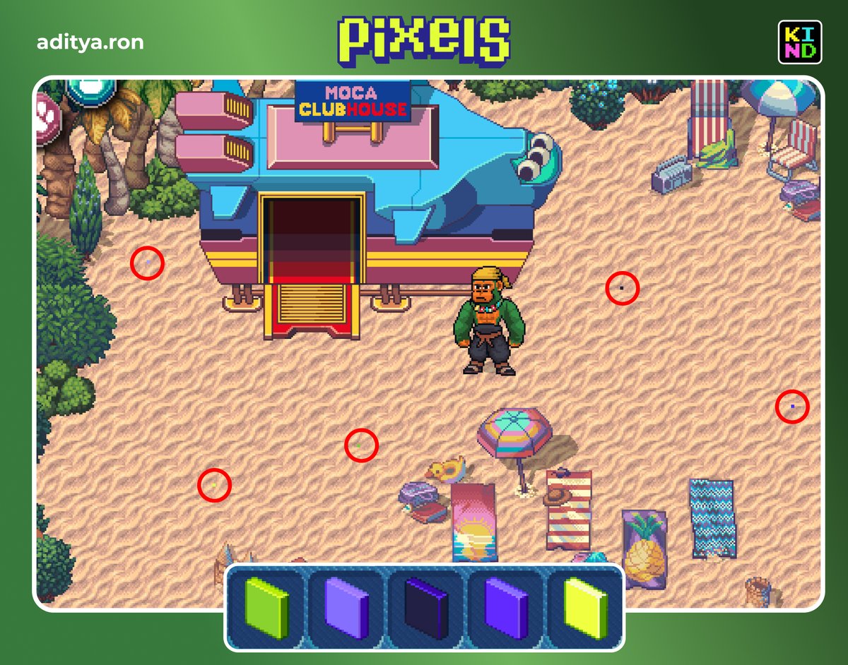 🚨 Power Pixels Guide - #4 🚨 ✨ Go to the Beach (South of TV) ✨ Power pixels Outside @MocaverseNFT Building Need ✨VIP ✨5 Slot to collect ✨Copper Magnifying glass Follow @pixels_online @whatslukedoing @heidichristne @tyler_pixels @Kind_HQ