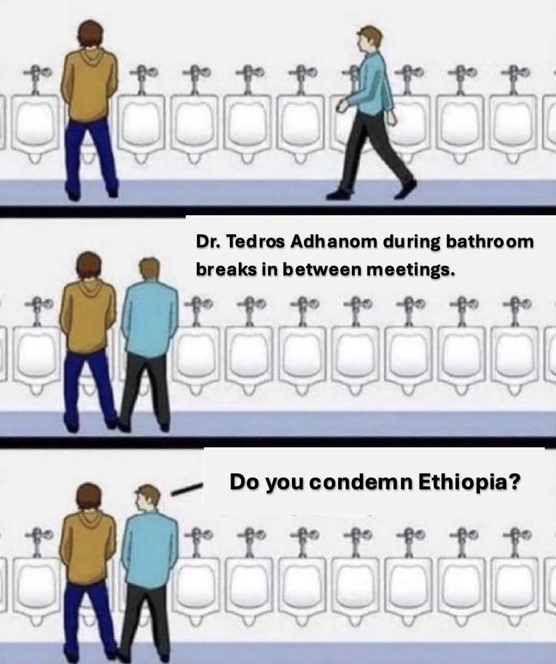 Tedros Adhanom of the World Health Organization has perfected the art of bathroom diplomacy😆