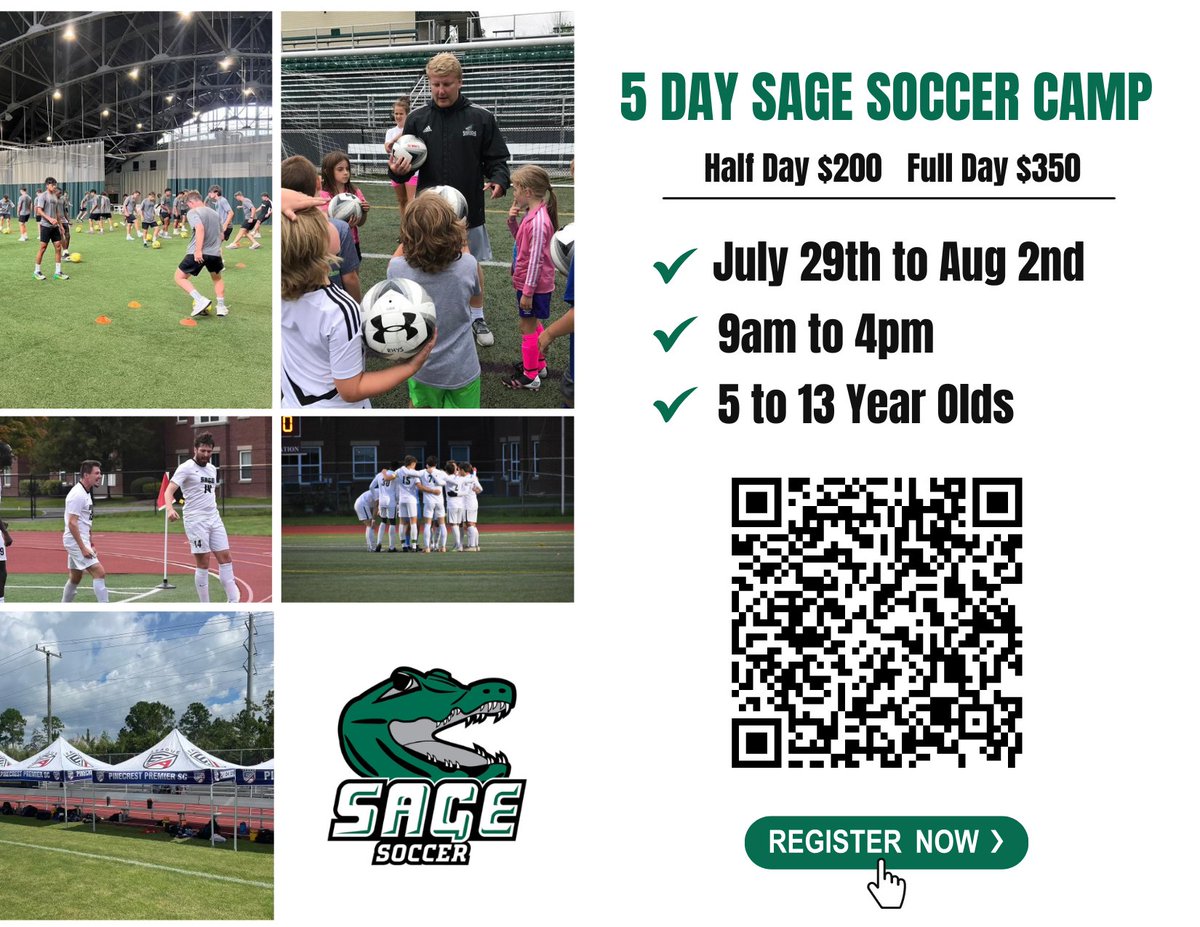 #RussellSageCollege Men's Soccer will hold a Youth Summer Camp on July 29-August 2. More Information: sagegators.com/x/2qvz1 #SageNation / #SageGators