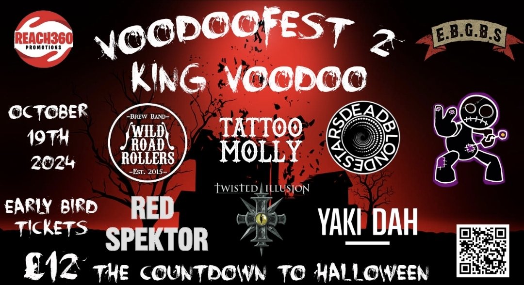 October 19th EBGBS we give you ROCK !!!! Tickets available below wegottickets.com/event/610205 From UK & Europe King Voodoo WILD ROAD ROLLERS YAKI DAH Tattoo Molly Red Spektor Dead Blonde Stars Twisted Illusion Voodoofest 2 !!!! #bemorevoodoo