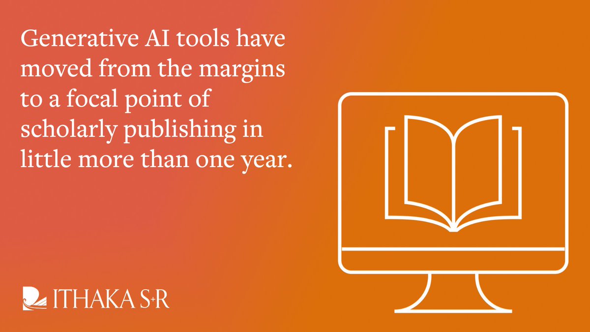 #GenerativeAI is already transforming scholarly publishing and #ScholComm, from enhanced discovery tools to automated peer review processes. With support from @STMAssoc, we’re launching a new research study to investigate impacts and implications: sr.ithaka.org/blog/generativ…