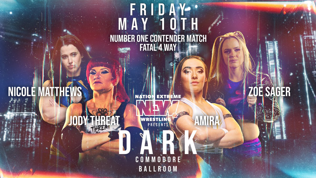 BREAKING NEWS: We need a number one contender for the NEW Women's Championship, and we can't agree on who it should be, so we're going to let @nmatthewsninja @amiraiswrestler @SagerZoe and @JodyThreat fight it out May 10th! ticketmaster.ca/nation-extreme…