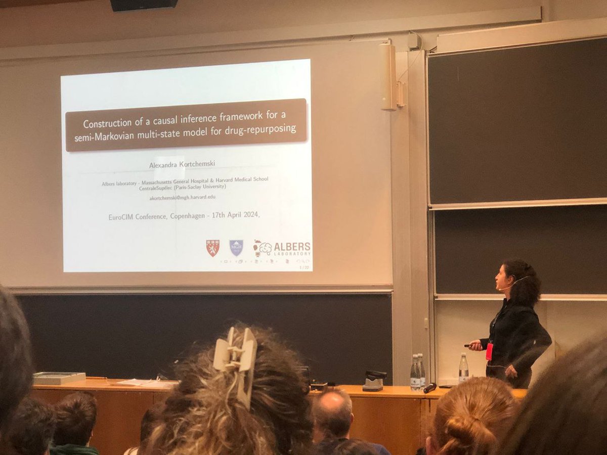 Our very own Alexandra Kortchemski gave a great talk on modeling drug repurposing in dementia at this year's EuroCIM in Copenhagen! Alongside her, Marie-Laure Charpignon presented a poster on electronic health records and their use in our research.  <a href="/TheEuroCIM/">EuroCIM</a>