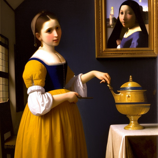 Vermeer AI Museum exhibition 
#vermeer #AI #AIart #AIartwork #johannesvermeer #painting #フェルメール #現代アート #現代美術 #当代艺术 #modernart #contemporaryart #modernekunst #investinart #nft #nftart #nftartist #closetovermeer
Girl at a table