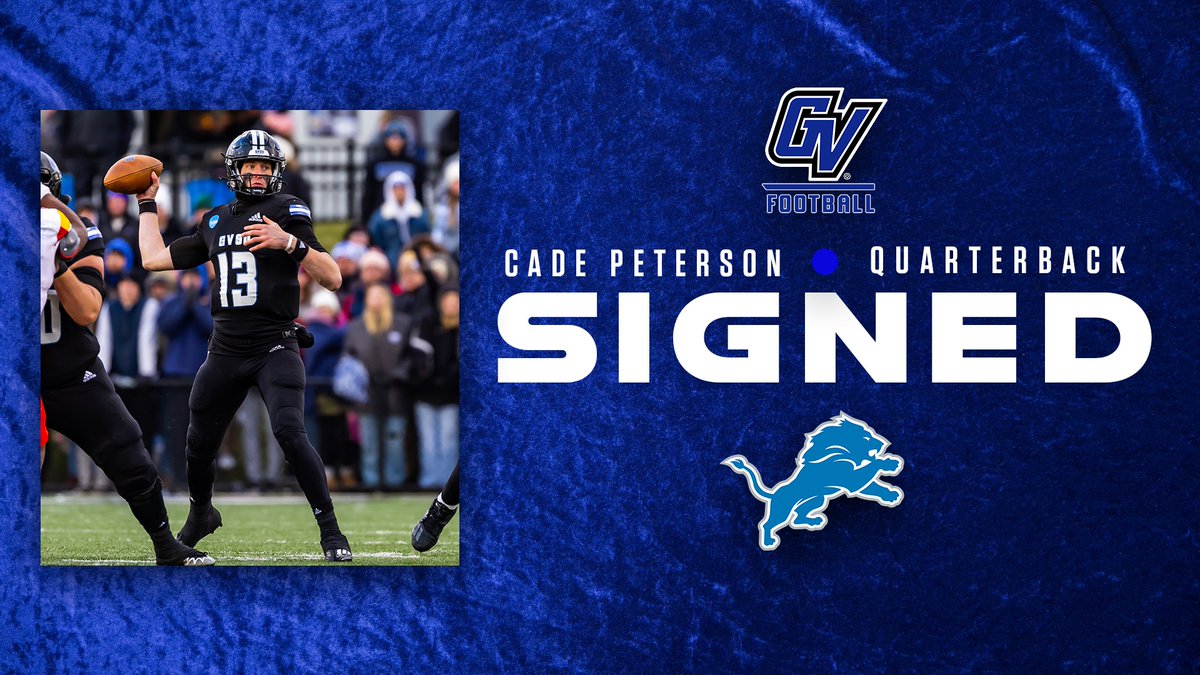Grand Valley State Quarterback Cade Peterson has been invited to the @Lions mini camp. #AnchorUp