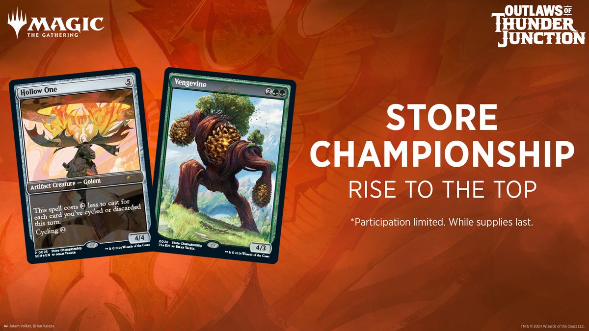 The PT may be over, but now it's YOUR time to prove yourself! Store Champs start this weekend, so mark your calendar, study the #PTThunder Standard shifts, and head to your LGS for some sweet promos! magic.wizards.com/en/news/announ…