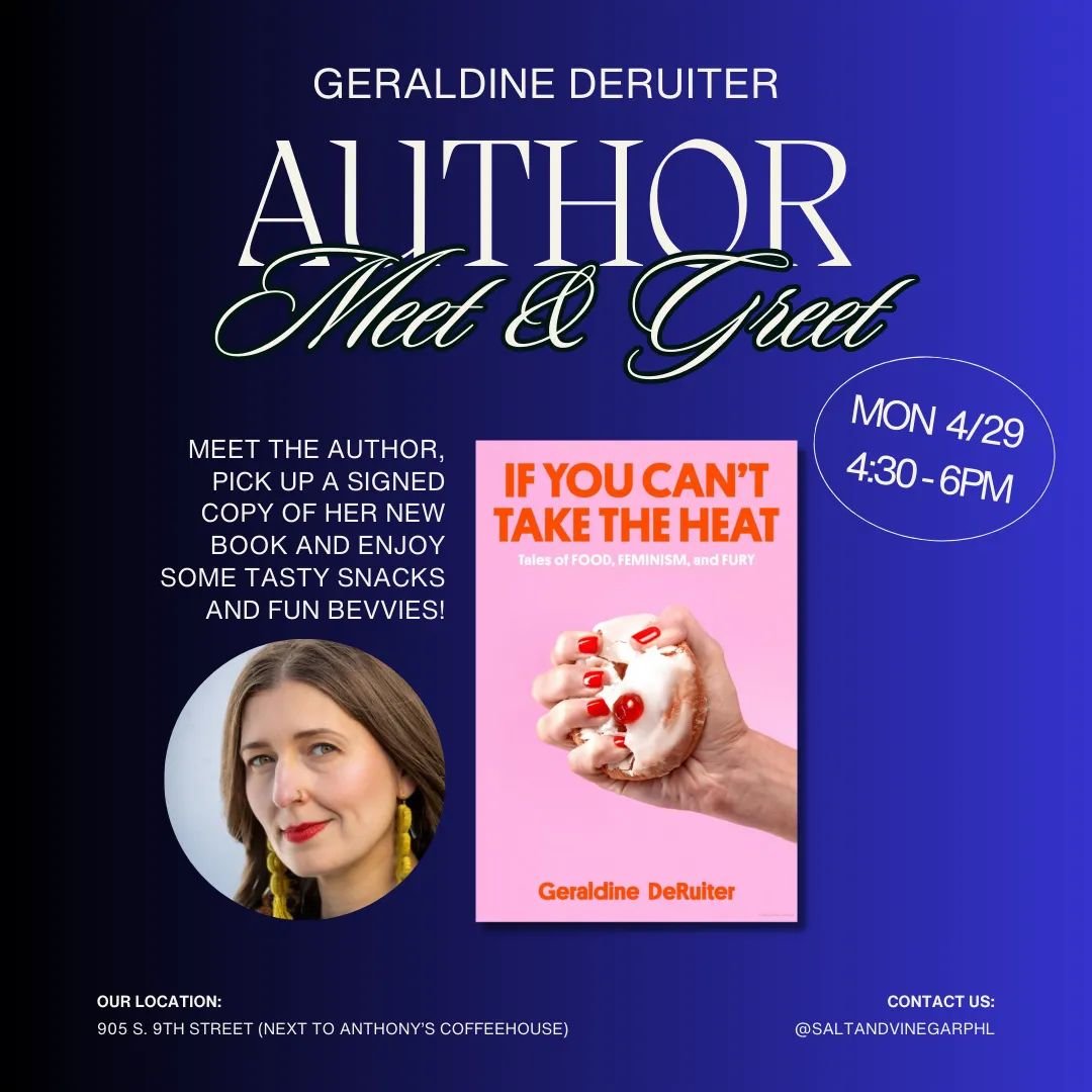 Hello, Philadelphia! I'm going to be at Salt and Vinegar Specialty Shop TODAY from 4:30 -6pm signing books and hanging out. Come join me. THERE WILL BE SNACKS.