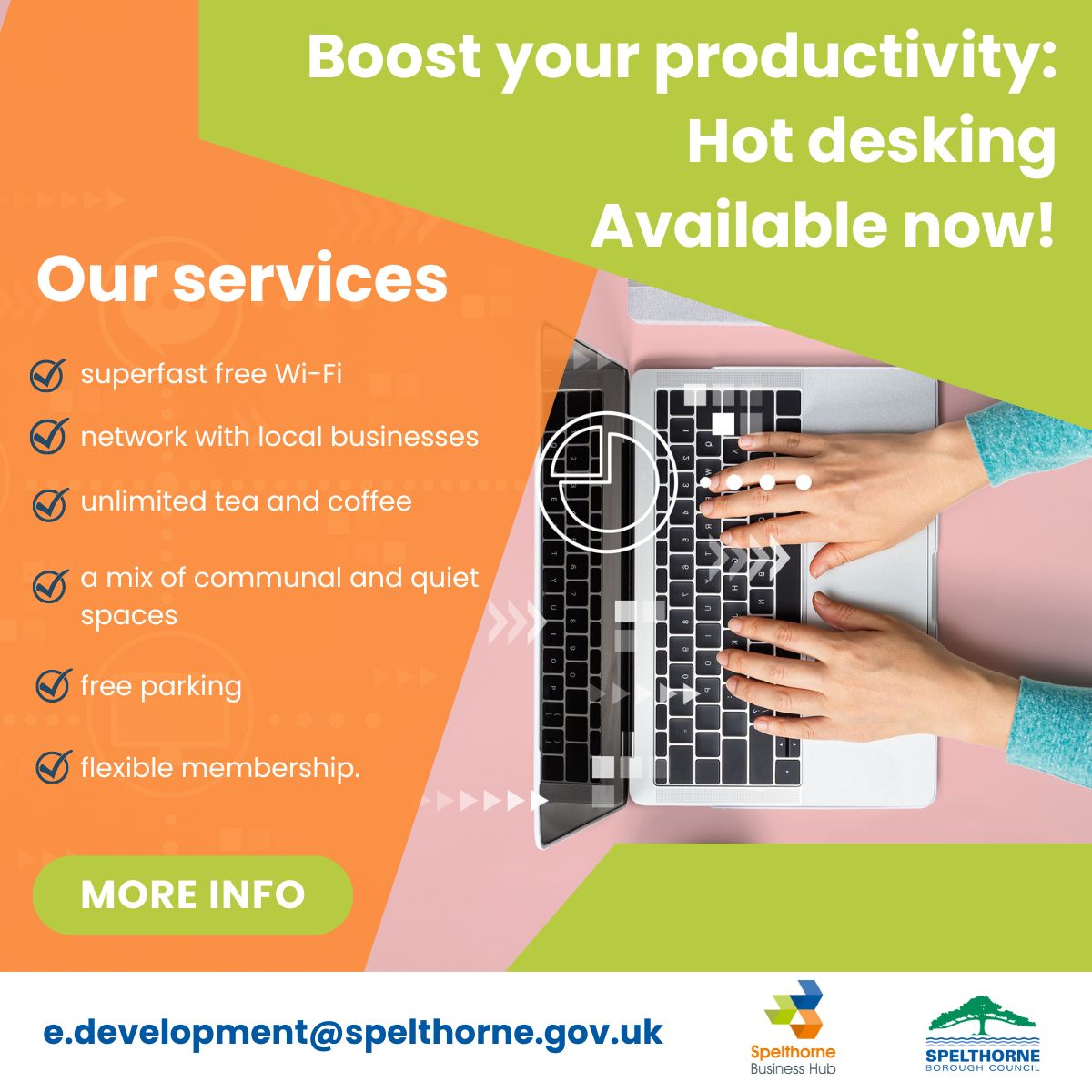 Wondering where to find a productive atmosphere tailored to your needs? Explore Spelthorne Business Hub's hot desks, offering flexibility, community, and opportunity. Are you ready to seize the day with us? #ProductiveDay #SpelthorneBusinessHub #SpelthorneBoroughCouncil