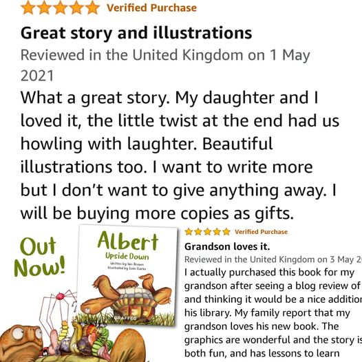 GREAT, FUN, LOVED! - Super 5* #Praise for #ALBERTthetortoise #picturebooks. Please keep posting YOUR #BookReviews. #AvailableNow six ALBERT picturebooks, #BoardBook ALBERT and his Friends, #ActivityBook ALBERT PUZZLES AND COLOURING. AlbertTortoise.com #bookseries #tortoise