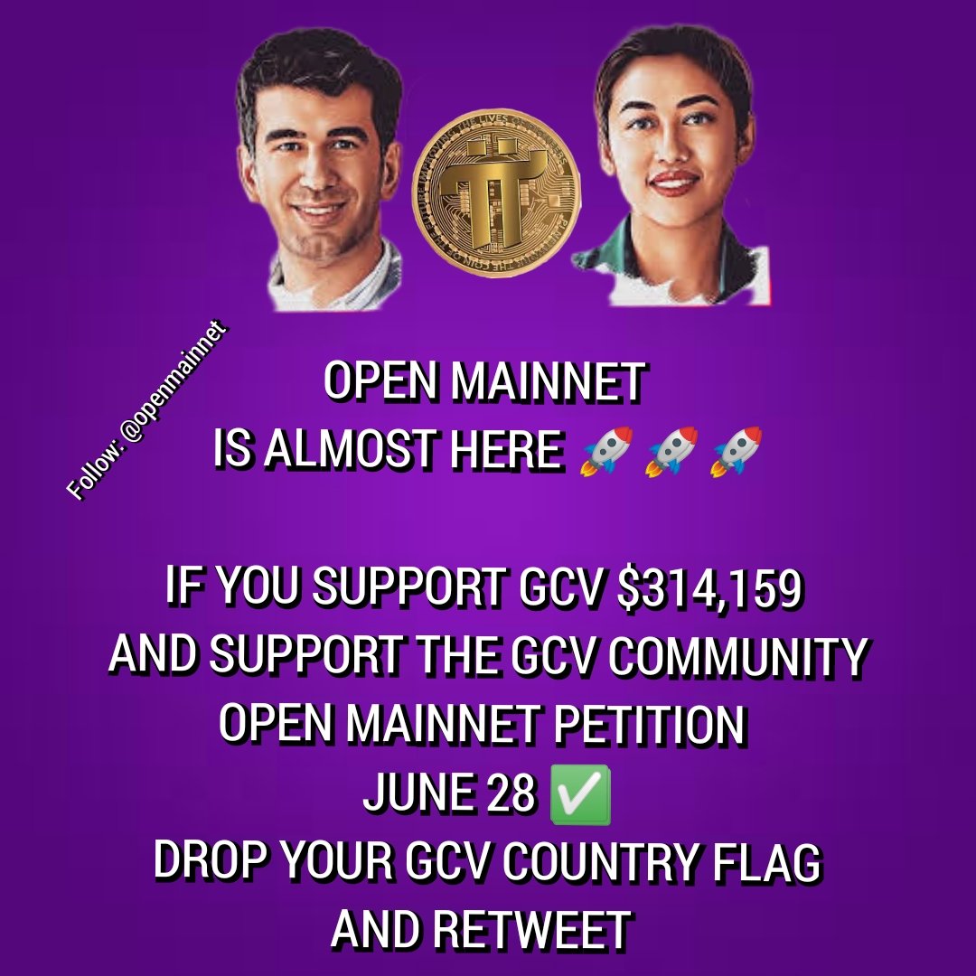 Will 1 PICOIN BE ENOUGH FOR YOU? IF THE STARTING VALUE IS $314,159? 

IF YOU SUPPORT 
OPEN MAINNET 
JUNE 28/2024 
And $314,159
DROP YOUR 
COUNTRY FLAG AND LIKE AND RETWEET, 10k LIKES TARGET 🎯 
#PiCoin #PiCoreTeam
 #Openmainnet #PiNetwork #OPENMAINNETJUNE2024