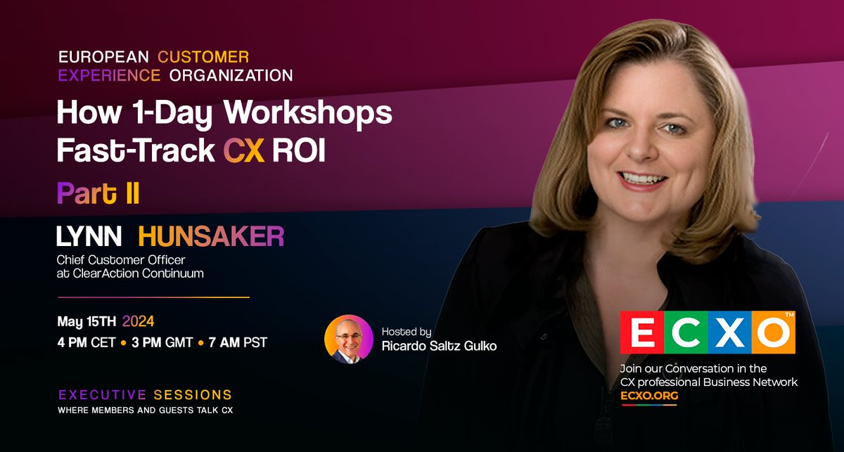Fast-Track CX ROI with 3 Levels of CX Improvement featuring Lynn Hunsaker ecxo.org/fast-track-cx-… via @EuropeanCXOrg 

#CX #CustomerExperience
#CX
#HumanCentric
#Personalization
#Innovation
#TechnologyIntegration
#EmotionalConnection
#ContinuousImprovement