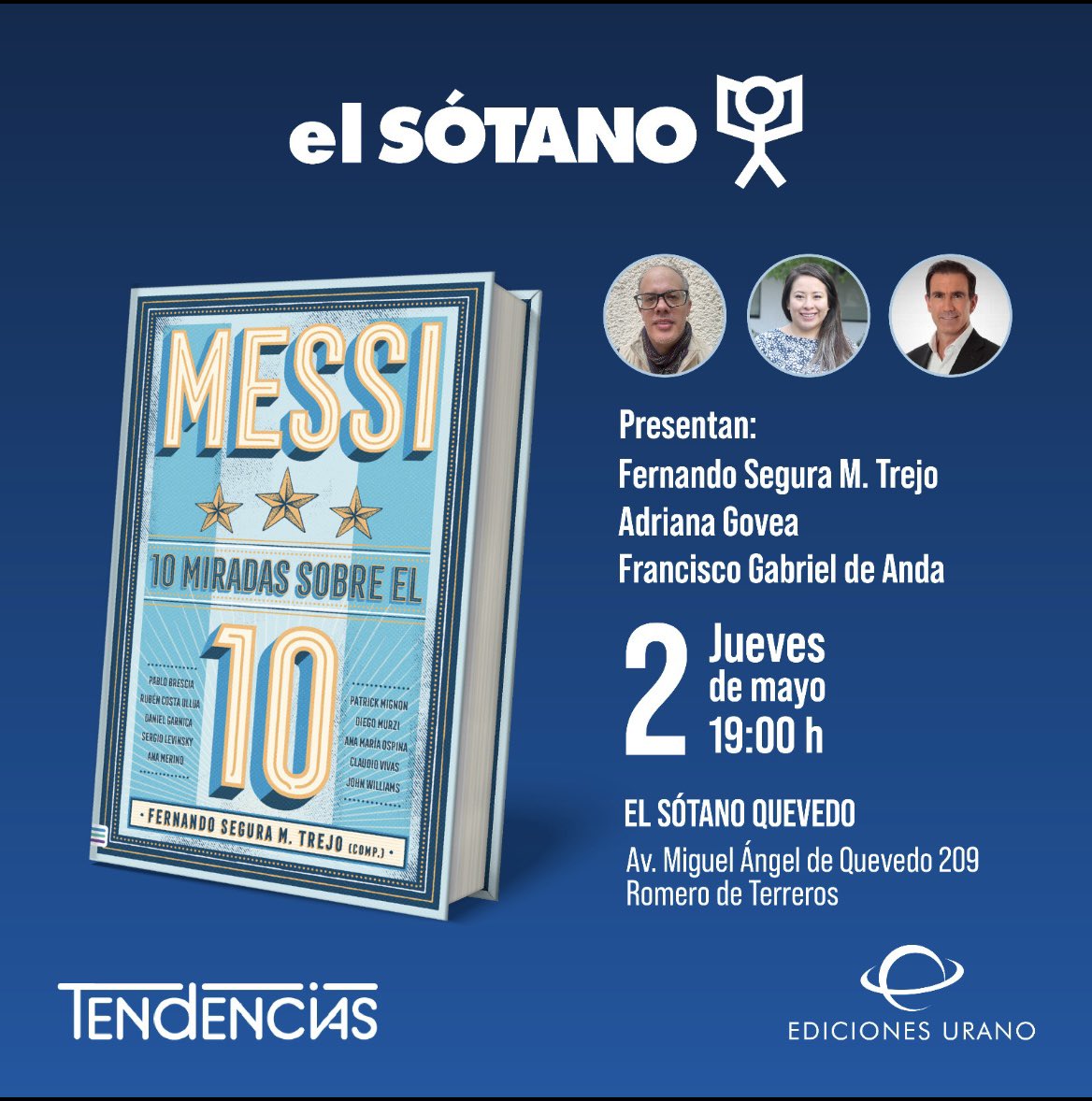 Un honor acompañar a mi amigo Fernando Segura en la presentación de su libro: 'Messi,10 miradas sobre el 10' Una amena y relajada charla sobre uno de los más grandes de la historia. Acompáñanos este 2 de Mayo en la librería EL SÓTANO 7pm, NO FALTES