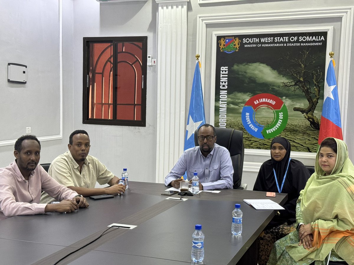 Today, I had the honor of welcoming the @WFPSomalia team in #SWS to the MoHADM office in #Baidoa. They provided updates on their response activities and the implementation of enhanced accountability measures to prevent aid misuse. I commend the @WFP's dedication to efficient