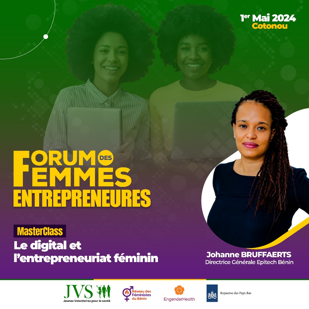 bjFeministes's tweet photo. Ce 1er Mai 2024 nous serons au Bénin Royal Hôtel pour le Forum des Femmes Entrepreneures🥳
Avec @JoBruffaerts,nous assisterons à une Masterclass sur le digital et l'entrepreneuriat féminin
Ça promet d'être un grand moment de partage🔥
Prenez le rendez-vous 📌
#FemmesEntrepeneures https://t.co/FrKhW5rYar