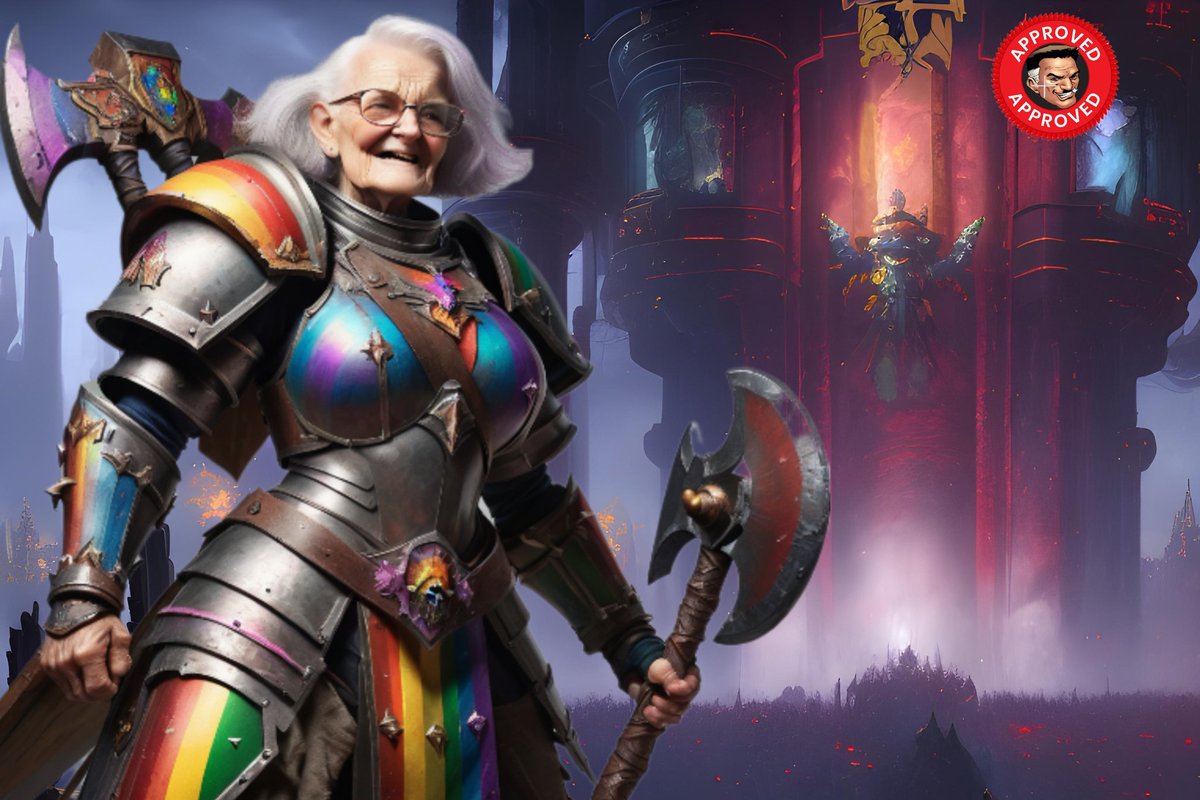 This Warhammer post got swarmed by pronoun weirdos, and had community notes that it was not real and was ai. So I must warn people in advance, this is also not a real Warhammer image. #warhammer40000