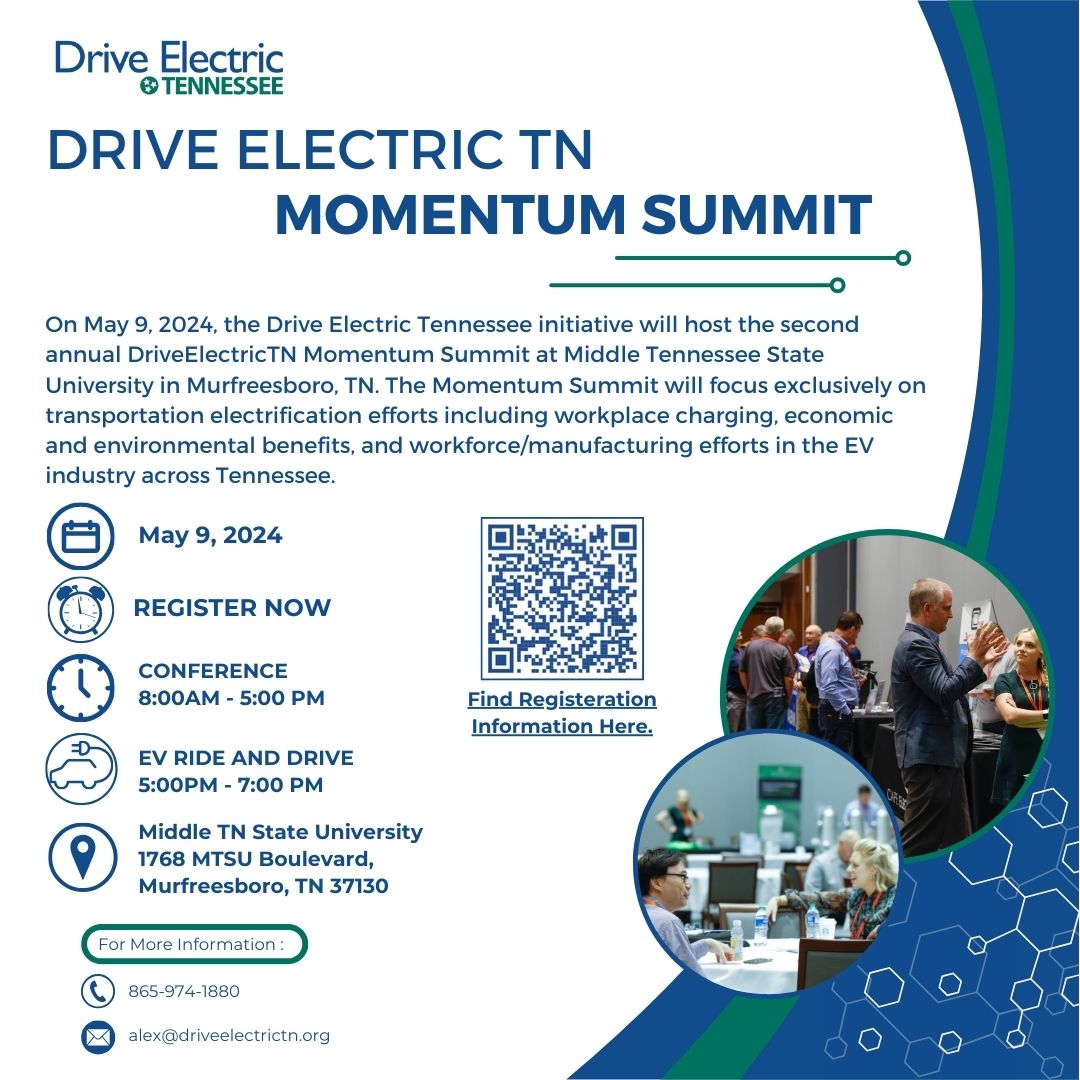 Drive Electric TN is excited to share that the Keynote speaker for the DriveElectricTN Momentum Summit is Loren McDonald, CEO of EVAdoption! 

🚨 Register now for the Drive Electric TN Momentum Summit 
⏰ May 9, 2024 from 8:00am - 5:00pm ⏰ 
📍 MTSU Ballroom, Murfreesboro, TN