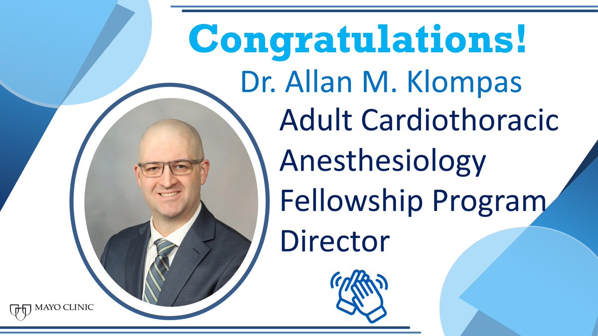 Congratulations Dr. Klompas on being selected as the new Program Director for the Cardiothoracic Anesthesiology Fellowship!