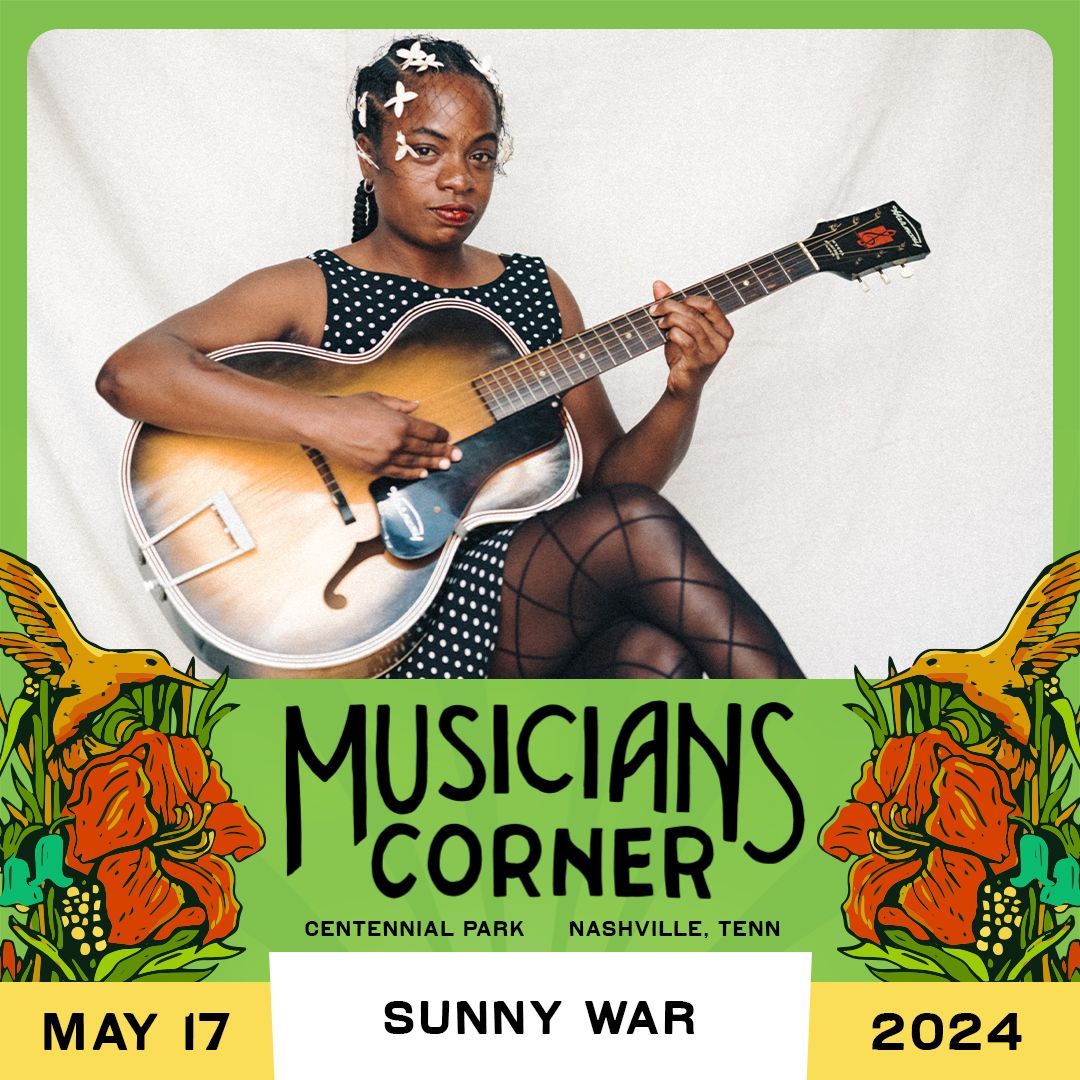 Guitar virtuoso @SunnyWar headlines opening night of Musicians Corner's 15th year! Give an advance listen to her 'Anarchist Gospel' release and see her live at 8:10 PM Friday, May 17th!