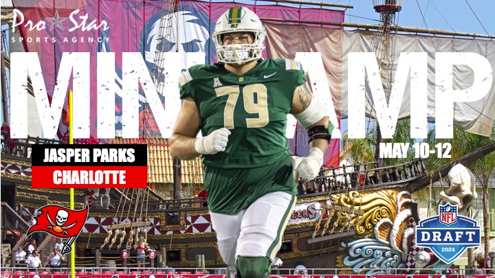 Congratulations to former @CharlotteFTBL OT, @JasperParks54 on earning an opportunity with the @Buccaneers at their upcoming Rookie Minicamp! He's a big man who can move! #ProStarFamily @JacksonBlock17