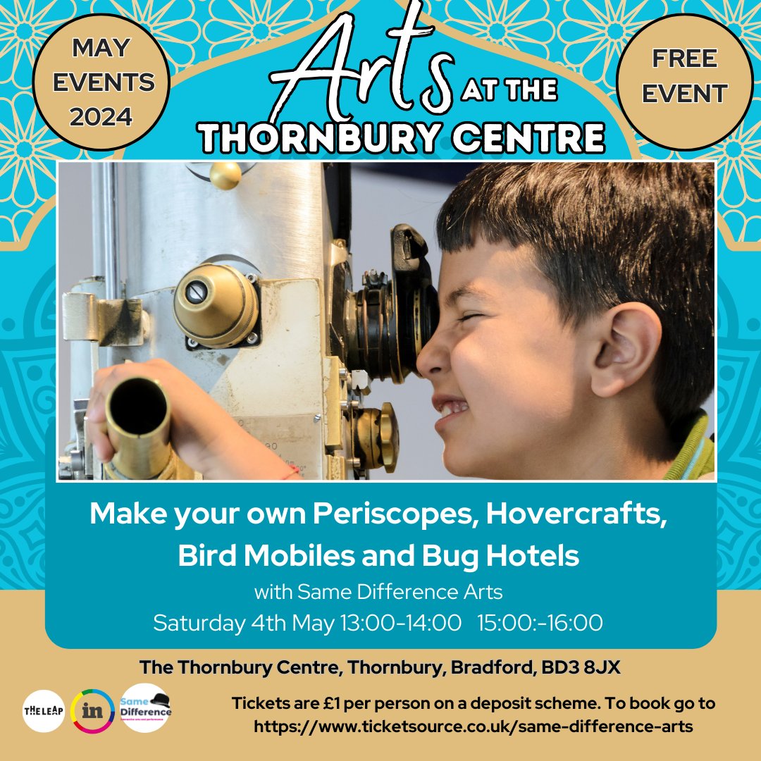 The Leap welcome you to Children Arts & Science Workshop at Arts at the Thornbury Centre! 📢 Book Now: ow.ly/taHC50Ro3O2 For more info info@samedifferencearts.com #theleapbd #comunityledculture #artsatthethornburycentre #samedifference.art