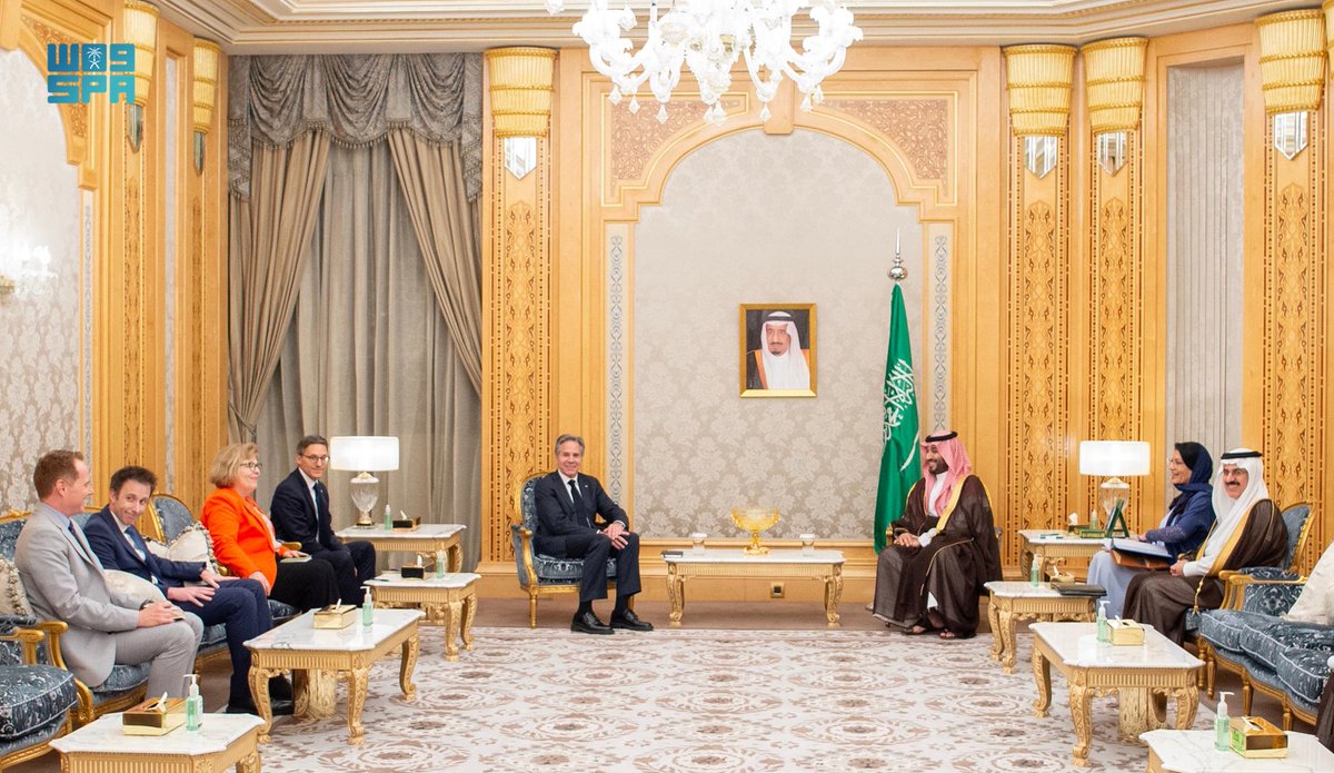 HRH the Crown Prince Receives the U.S. Secretary of State. #SPAGOV