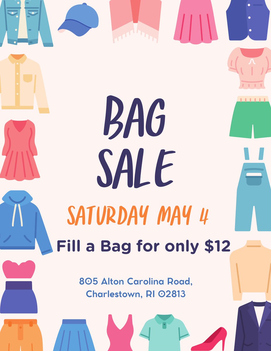 Revamp your spring wardrobe without emptying your wallet! Snag your favorite fashion finds for just $12 at our epic Bag Sale, on Sat, May 4th, 10 am-5 pm. From chic tops to comfy shorts, seize this steal now! 

#FashionFinds #SpringWardrobe #EpicSale #ThriftedFashion