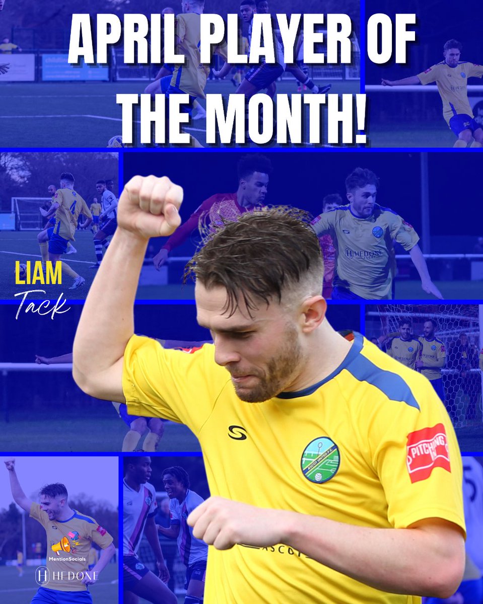 Your April Player of the Month is Liam Tack! ⚽️

4 goals for Tacky this month on top of some great performances for the #Yellas last few games of the season.

Congrats @liamtack6! 👏🏻

#WeAreAscot #UpTheYellas 💛💙