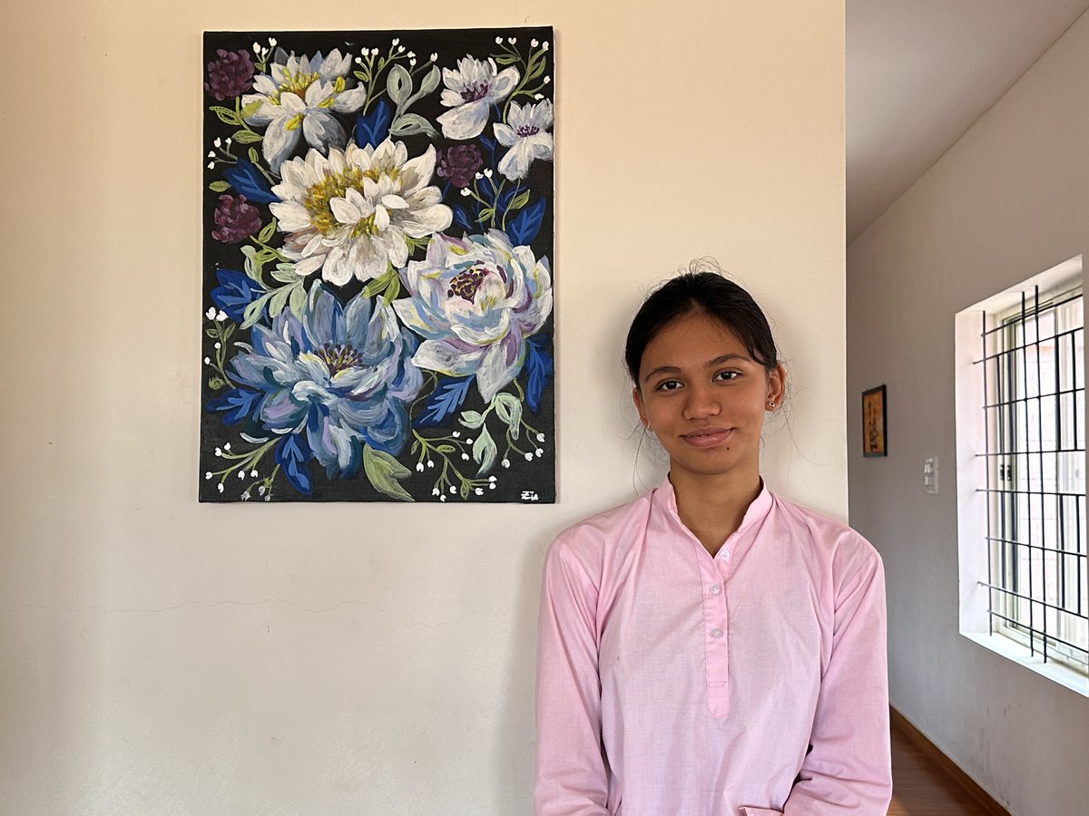Showcasing Anushrea's talent! Her paintings capture the fleeting beauty of flowers, reminding us to cherish the simple joys around us.

#ShantiBhavan #nonprofit #education #givingback