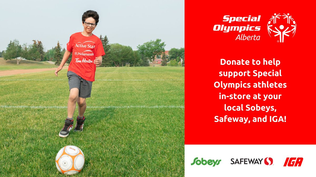 April 25-May 5, Empire Company Limited (Sobeys Inc.) banner stores want to help us raise $1million for Special Olympics athletes. When you donate in-store, your donation will be matched! Are you up for the challenge?

<a href="/sobeys/">Sobeys</a> @safewaycanada

#inclusivesport #specialoalberta