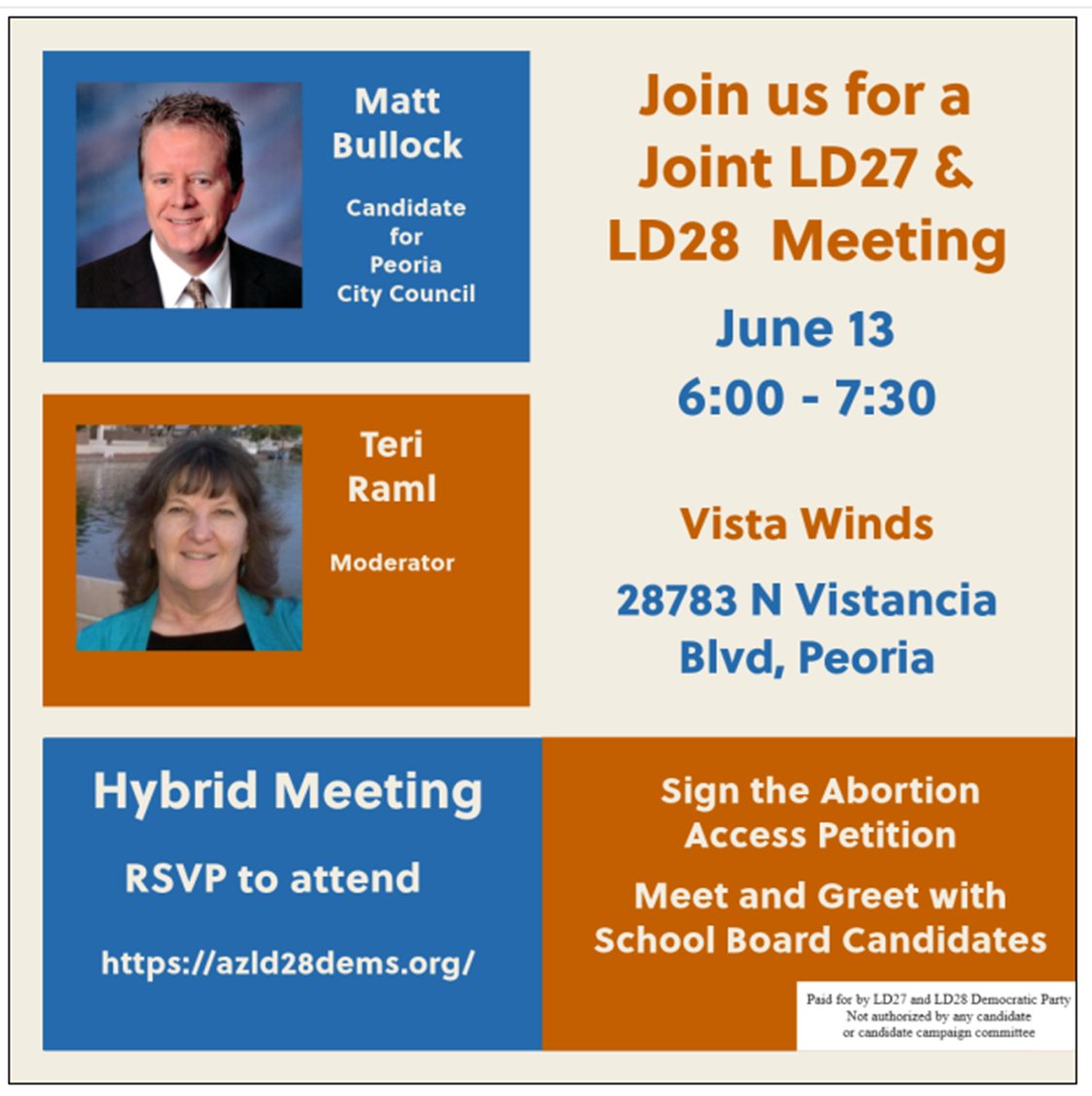 Do you live in Peoria? In Person and Zoom - Details when you RSVP - azld28dems.org/calendar.html