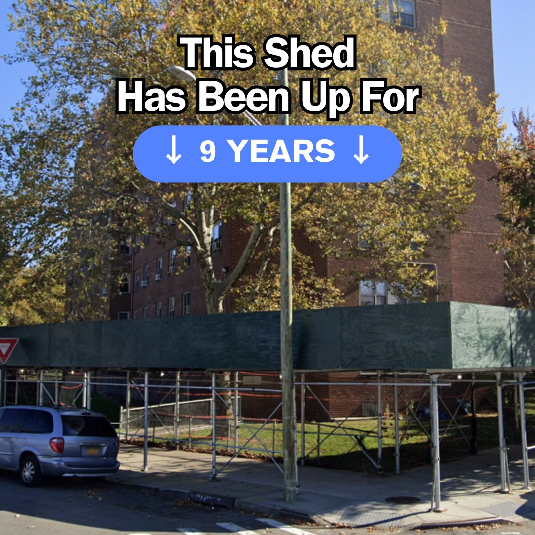 Just this past month, CRIMINAL court summonses were issued at 5 properties with old sheds in Manhattan, Bronx & Queens. These cases are aimed at getting the owners to file missing façade inspection reports with DOB & start needed repairs, so the sheds can finally be taken down.