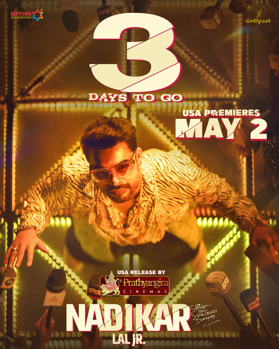 He is waiting for you 👿 Get ready to be a SPECTATOR in his MASTERCLASS ❤️‍🔥 #Nadikar in 3 days! #ShineOnYouCrazyDiamond @ttovino @SoubinShahir @Godspeedoffcl @IamLalJr @thinkmusicindia @kjobkurian @Truthglobalofcl @MythriOfficial @PrathyangiraUS