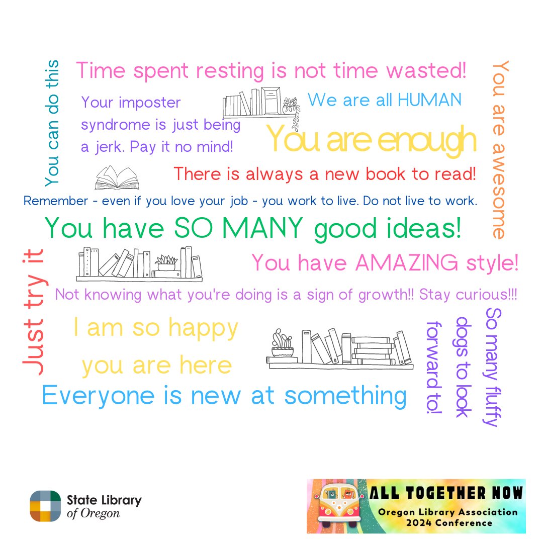 statelibraryor's tweet image. As we return to normal business after a wonderful time at the Oregon Library Association 2024 Conference, we found some beautiful bright spots and words of encouragement that apply to everyone!

#SLO #StateLibraryofOregon #AllTogether2024