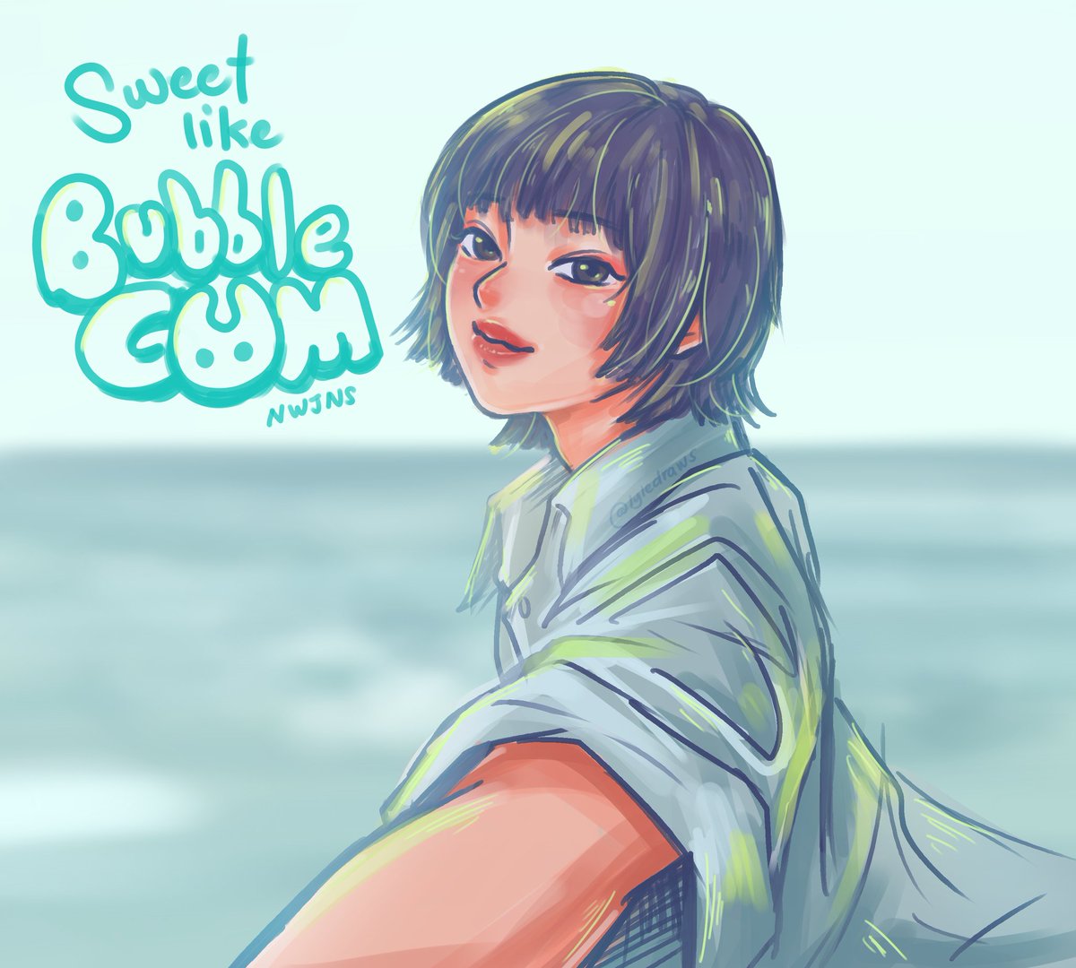 kep1yle's tweet photo. Oh my baby Sweet like bubble gum!🩵🤍🫧

#Hanni #하니 #NewJeans #뉴진스 #fanart https://t.co/MKInAsLwhc