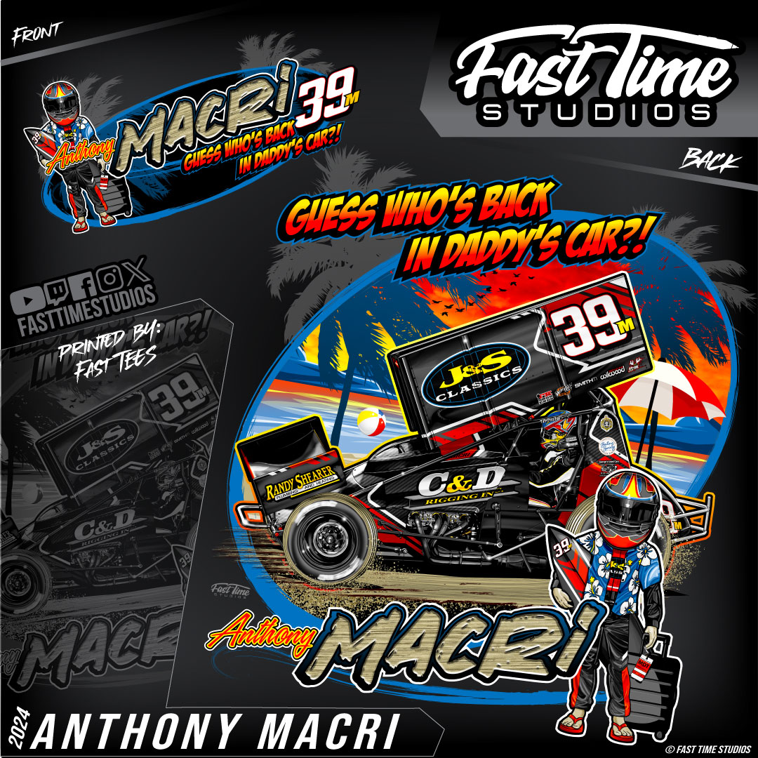 Safe to say since he's got back in the 39m, Anthony Macri has been very comfortable.  Got to work with Liv and Anthony on this design and do up something a little different and fun!  As much as I like the car on this design, the cartoon version of Anthony is my favorite 🤣
