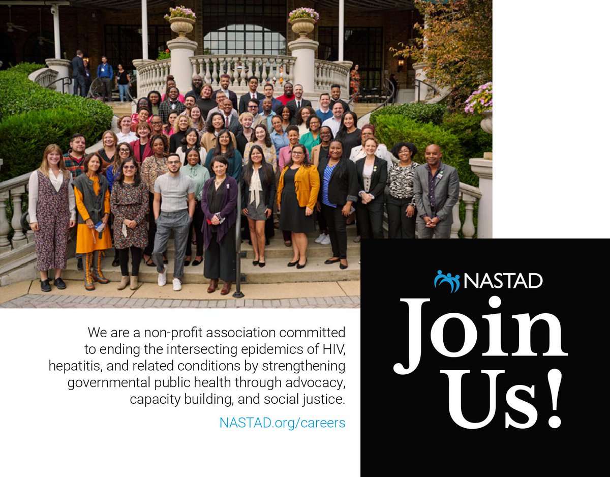 We’re #hiring! 💼 Find out how you can join the NASTAD team! For more information and to #apply, visit: bit.ly/NASTADJobOpeni…. 🤝

#Jobs #Careers #HIV #Hepatitis #PWLE #NASTAD #NonProfit
