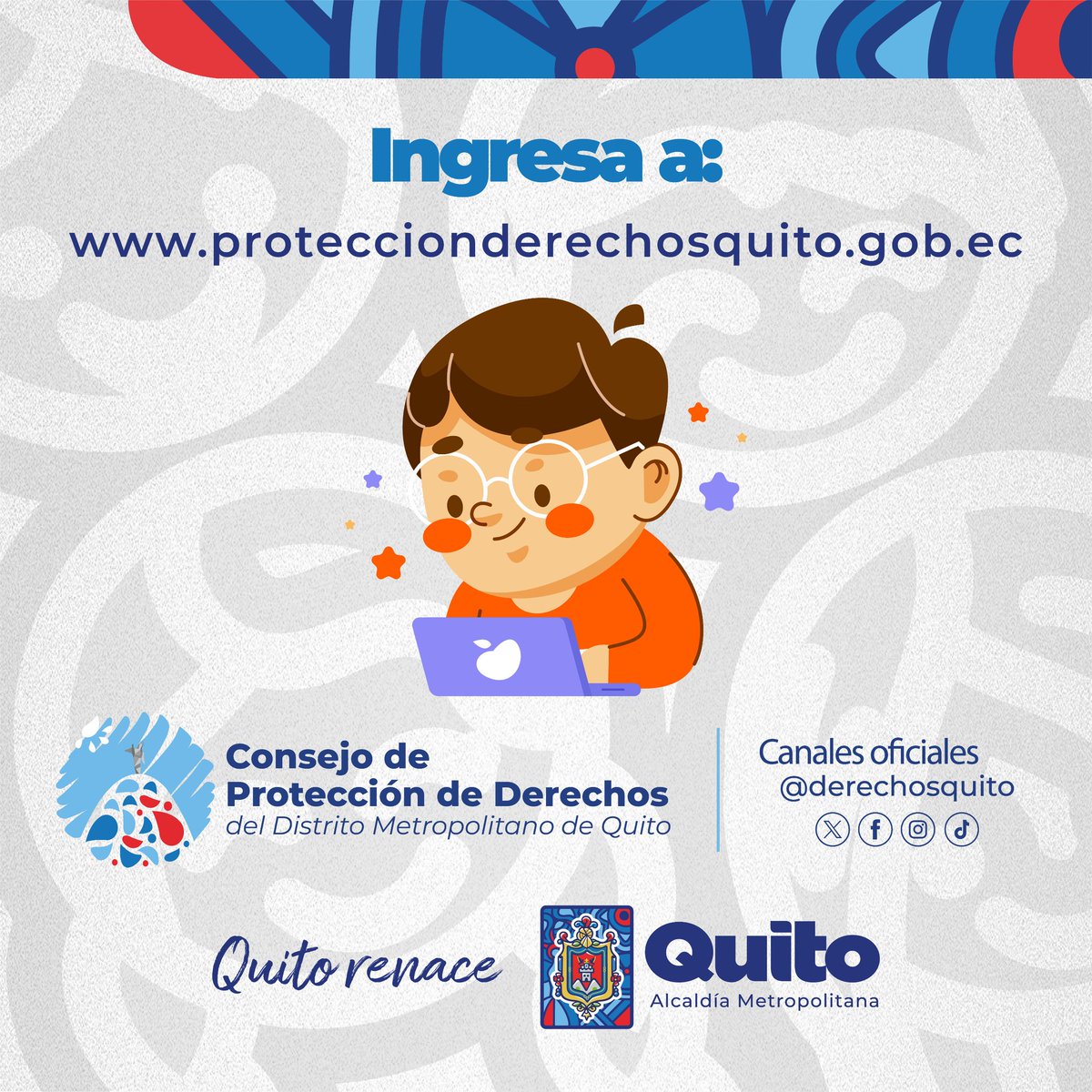 🔴 #CONVOCATORIA | Está abierto el Concurso público de méritos para la selección y designación de miembros de las Juntas Metropolitanas de Protección de Derechos de la Niñez y Adolescencia del DMQ. ✅ Encuentra toda la información para aplicar aquí ➡️ proteccionderechosquito.gob.ec/concurso_junta