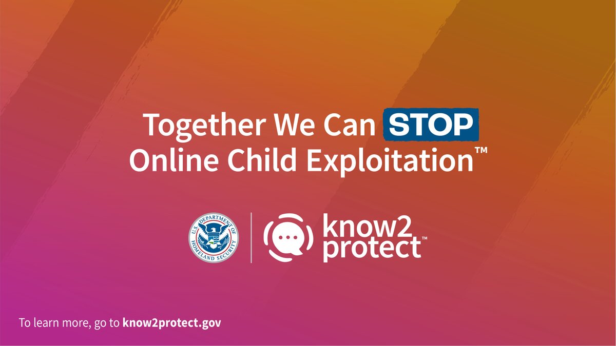 Children and teens are spending more and more time online. Do you know what they're doing? Visit know2protect.gov to learn about online safety. #Know2Protect