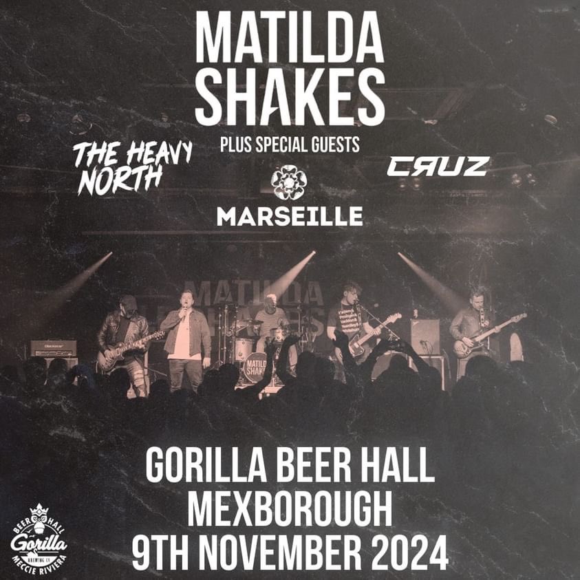 Buzzing to be back in Mexborough in November supporting our Sheffield pals @MatildaShakes alongside @marseilleband & @theheavynorth! Tickets here 👉 matilda-shakes.sumupstore.com/product/matild…