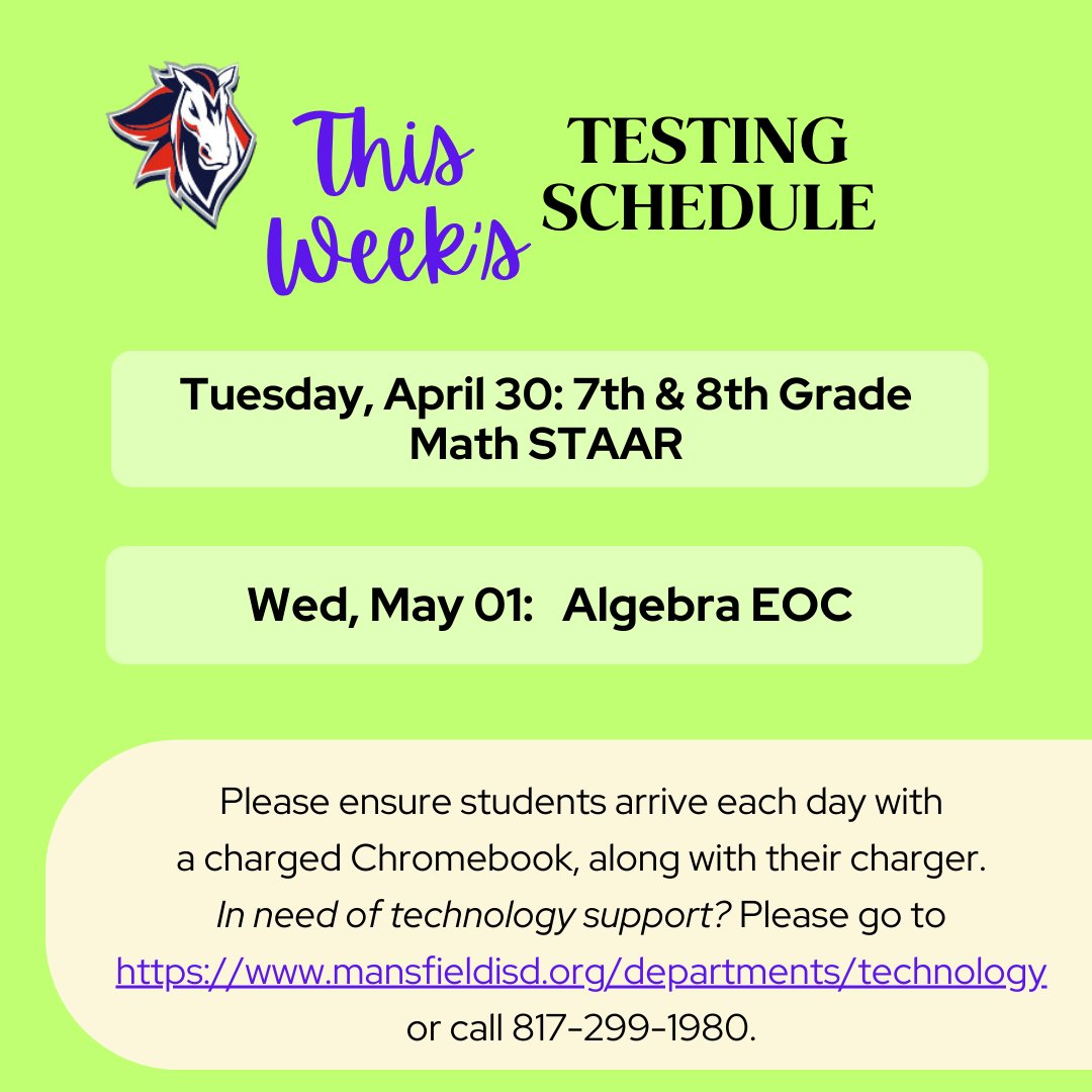 Last week of STAAR testing! You got this, Mavs!