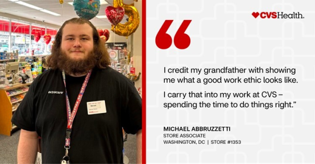 Who wouldn’t want to be described as “awesome”? My #TeamCVS colleague Michael Abbruzzetti recently received customer feedback saying exactly that – and it’s so true! Michael credits his time spent working on his grandfather’s farm with shaping... #TeamCVS cvs.co/44mzt5D