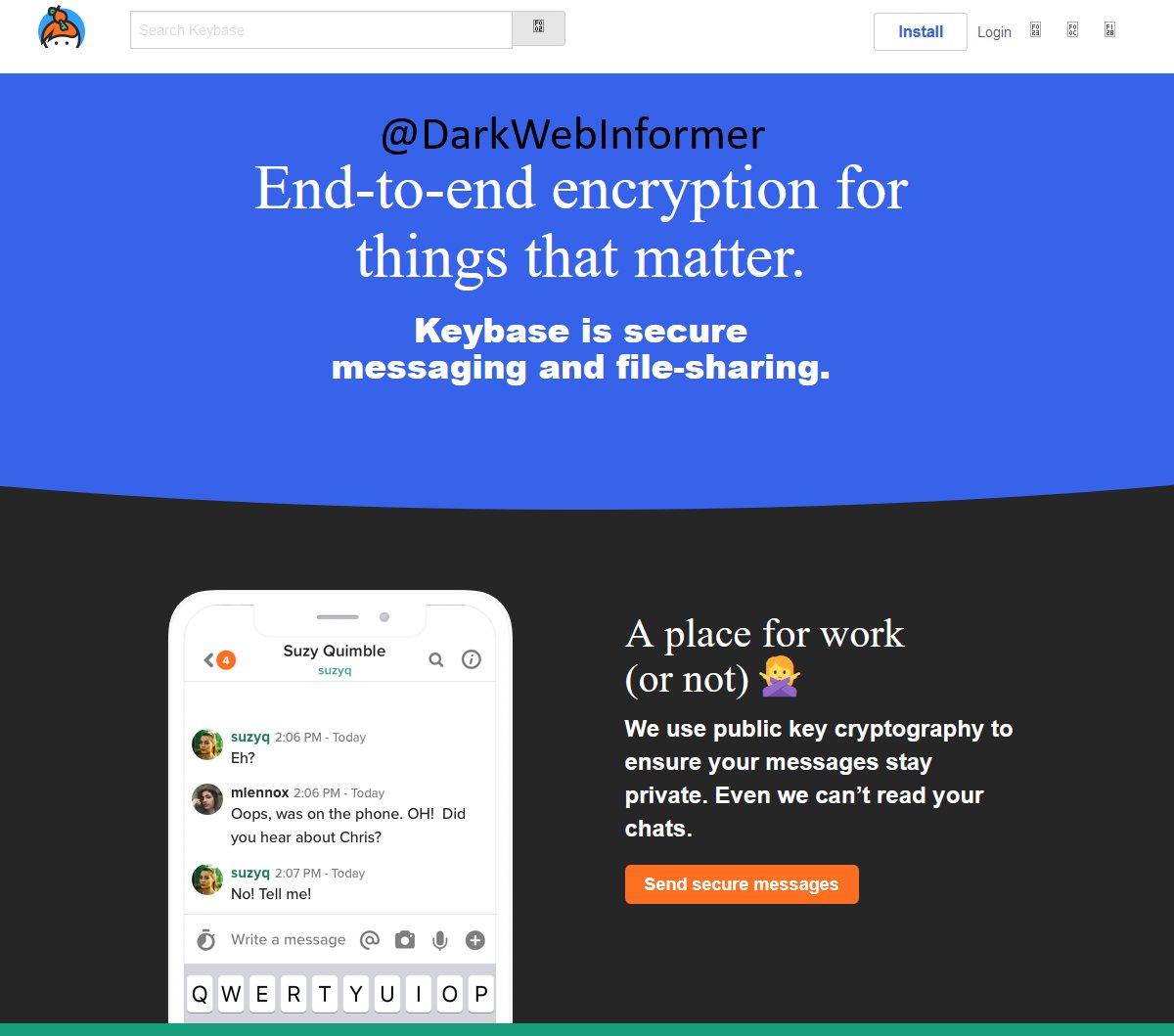 ⚠️Keybase⚠️is a secure file-sharing and messaging service that uses end-to-end encryption to keep messages private.

#CTI #Clearnet #DarkWeb #DarkWebInformer #Cybercrime #Cybersecurity #Cyberattack #Infosec 

Onion: keybase5wmilwokqirssclfnsqrjdsi7jdir5wy7y7iu3tanwmtp6oid[.]onion…