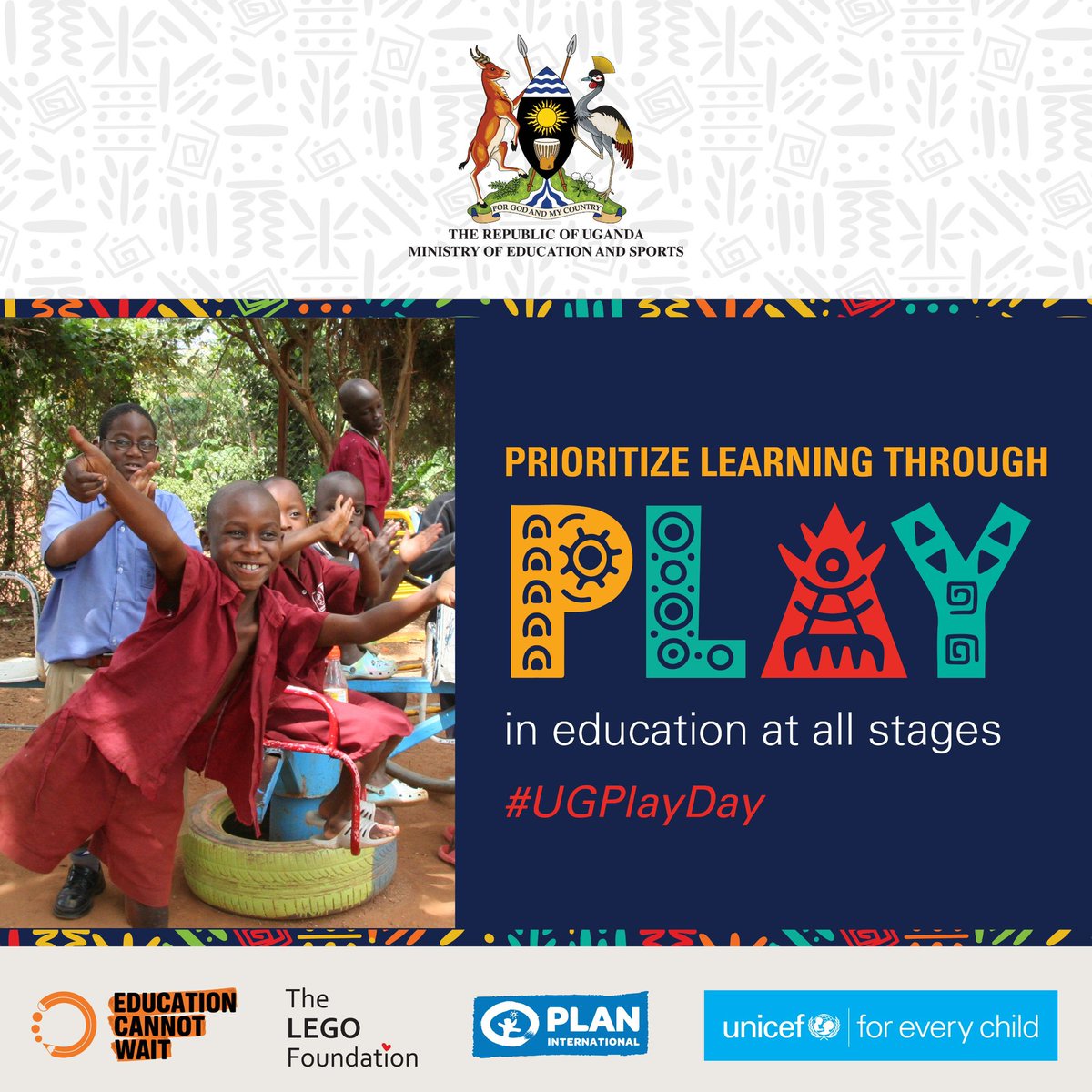 📢Play not only brings joy to children, but also helps them navigate the🌎, build knowledge & learn skills! On April 30, @EduCannotWait will join @GovUganda+strategic partners in the inaugural commemoration of #UgPlayDay – a unique opportunity to showcase best practices of